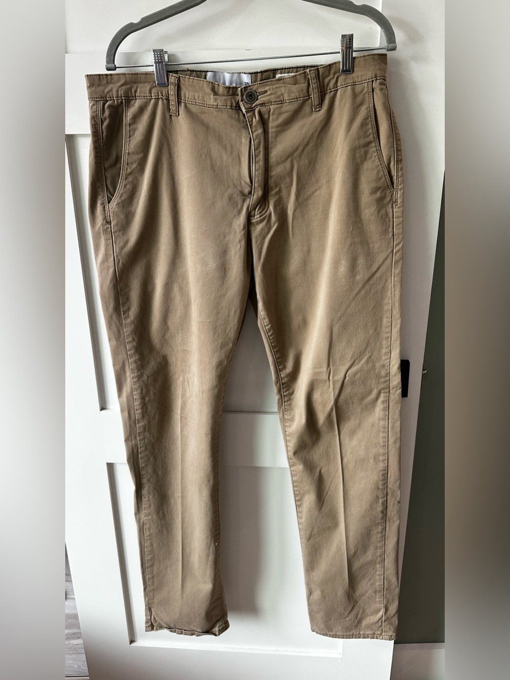 Paper Denim Cloth Khakis Pants Mens 33 x 32 Beige Cotton Stretch!